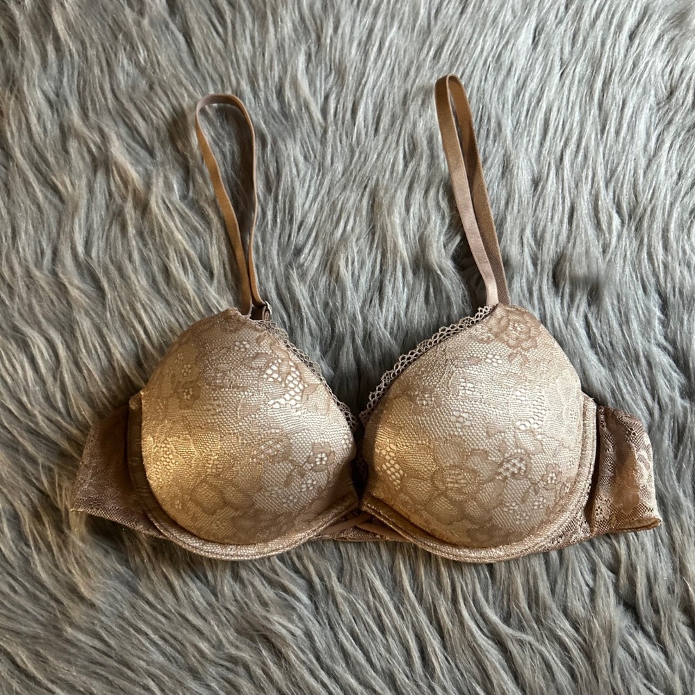 Ambrielle Push Up Bra Womens Size 36B Brown Floral Lace Underwire Padded